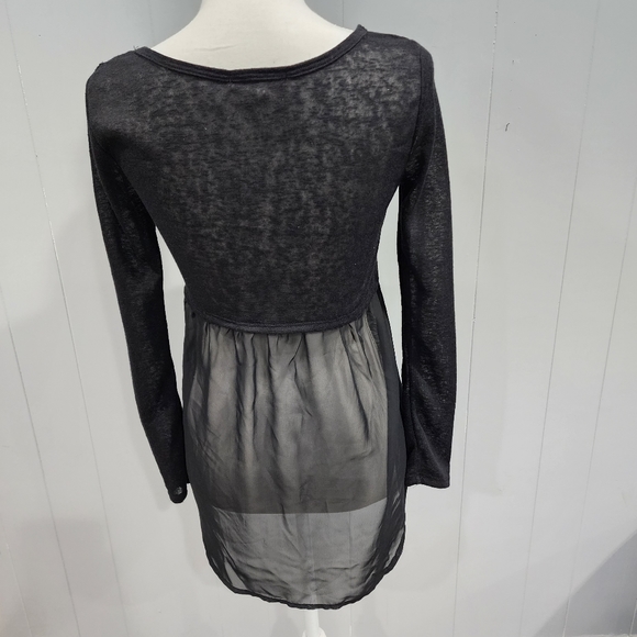 Aeropostale Small Black Long Sleeve Sheer Hi Lo Tunic - Picture 2 of 4